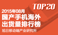 2015年8月國產(chǎn)手機(jī)海外出貨量排行榜 TOP 20