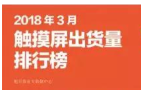 2018年3月觸摸屏出貨量排行榜