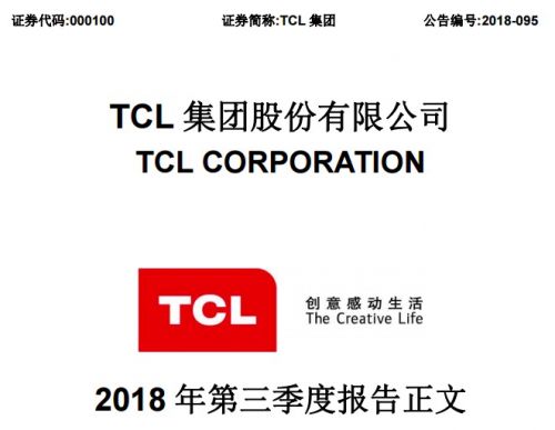 TCL前三季度凈利潤(rùn)同比下降5.13% 電視銷(xiāo)量增長(zhǎng)30.4%