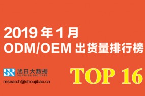 2019年1月ODM/OEM出貨量排行榜