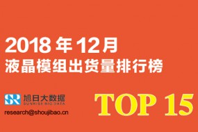 2018年12月液晶模組出貨量排行榜