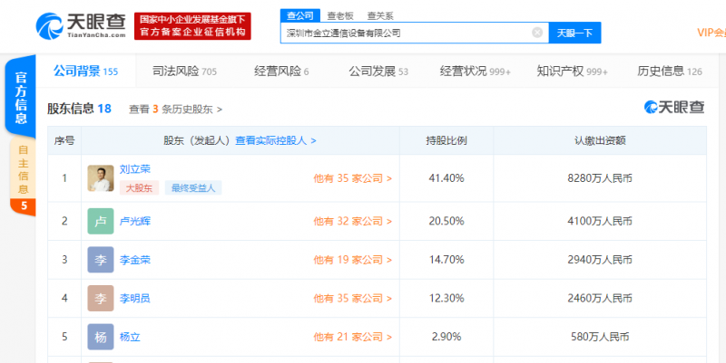 金立新增被執(zhí)行人信息，執(zhí)行標(biāo)的超1.8億