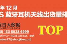 2019年12月TWS藍牙耳機天線出貨量排行榜