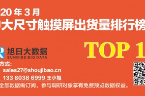 2020年3月中大尺寸觸摸屏出貨量排行榜